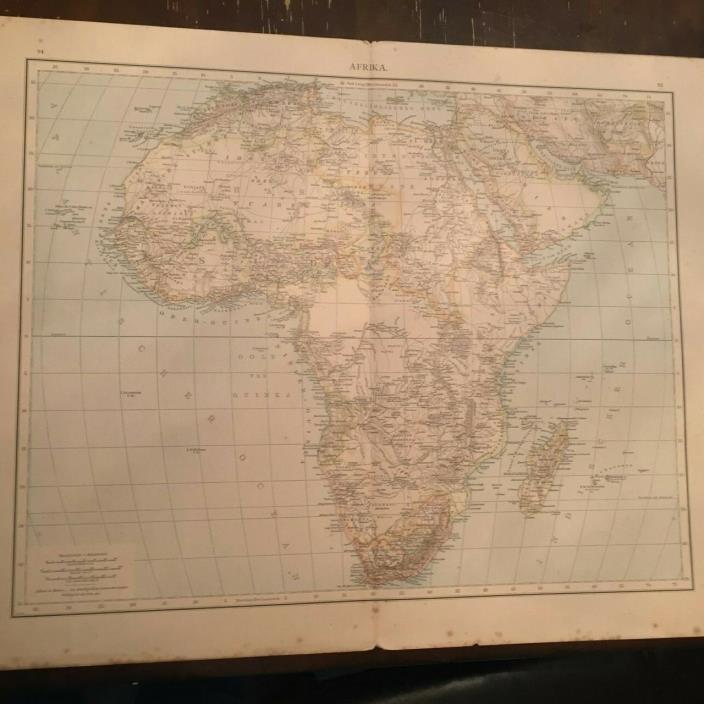 Vintage Africa Map Printed in 1880 from Allgemeiner's Atlas