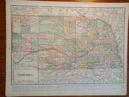 Vintage 1902 NEBRASKA Map 14