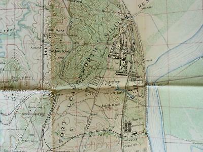 Antique 1925 Fort Leavenworth KS and Vicinity Topographical Color Map Very Good