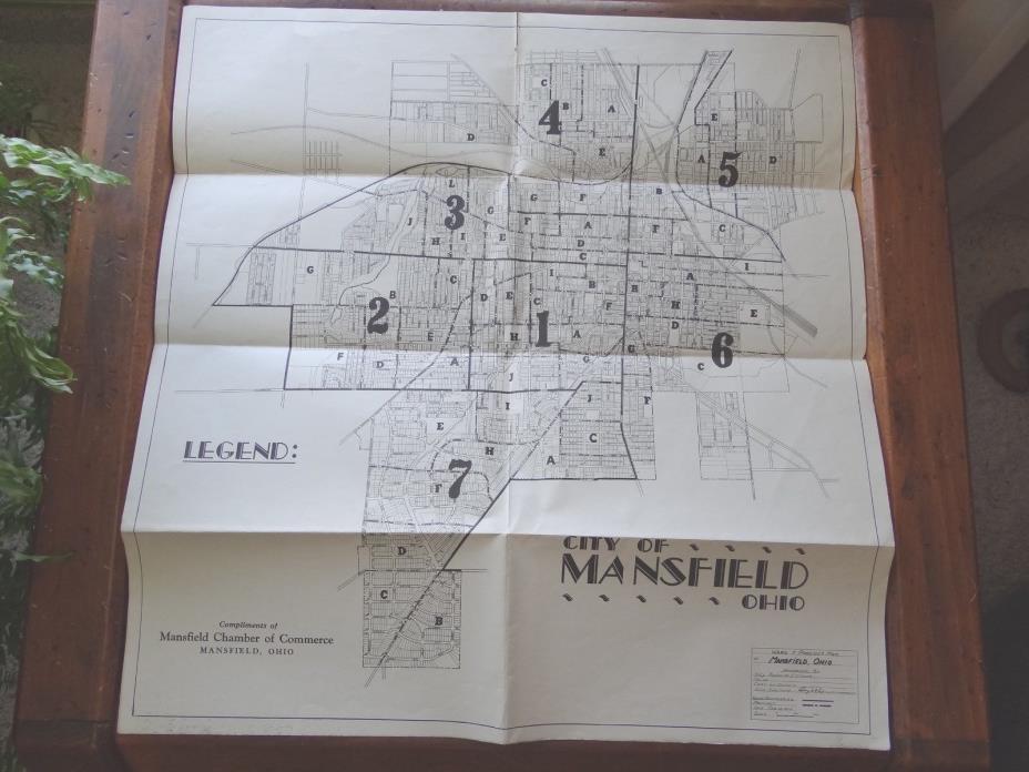 MANSFIELD OHIO 1952 WARD AND PRECINCT MAP