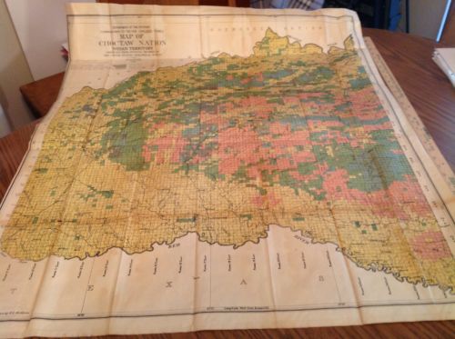 618 Indian Territory Map Choctaw Nation 1906 Land Class Legend 34x39