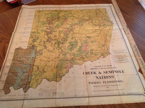 617 Indian Territory Map Creek Seminole Nation Land Class Legend 1906