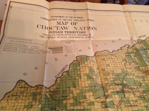614 Indian Territory Map 1906 Choctaw Nation Monster 36x39