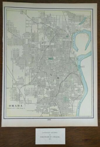 Vintage 1901 OMAHA NEBRASKA Map 14