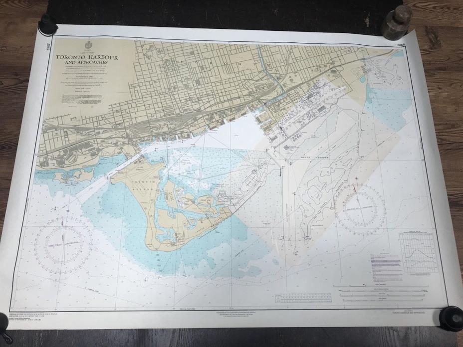 1974 /1976 LAKE ONTARIO - TORONTO HARBOUR & APPROACHES NAUTICAL MAP !!!