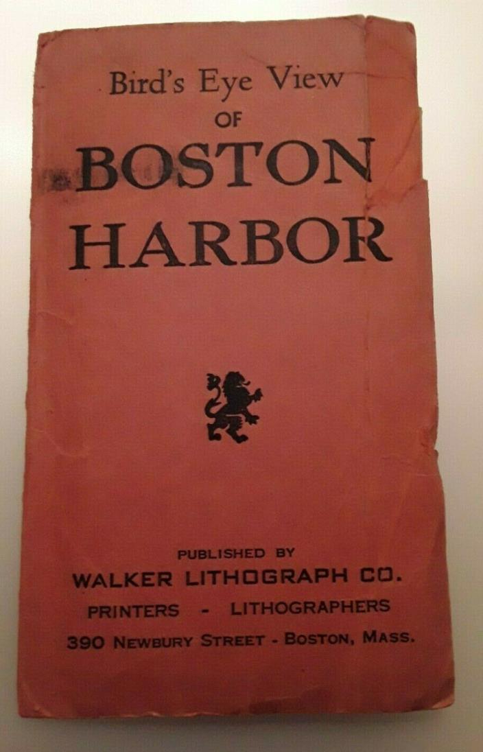 Vintage Walker Bird's Eye View of Boston Harbor Map Print