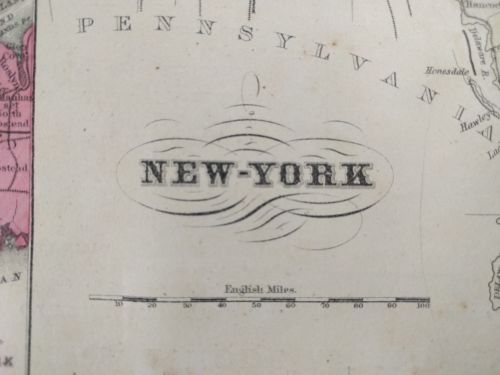 1875 NEW YORK Map MCNALLY Old Antique Historical ALBANY YONKERS SCARSDALE MAPZ