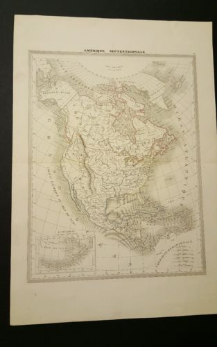 1830'S TO 1840'S Great North America map Hand Colored by a French map maker