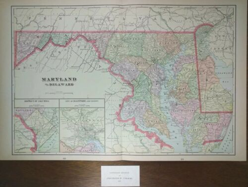 Vintage 1901 MARYLAND DELAWARE Map 22