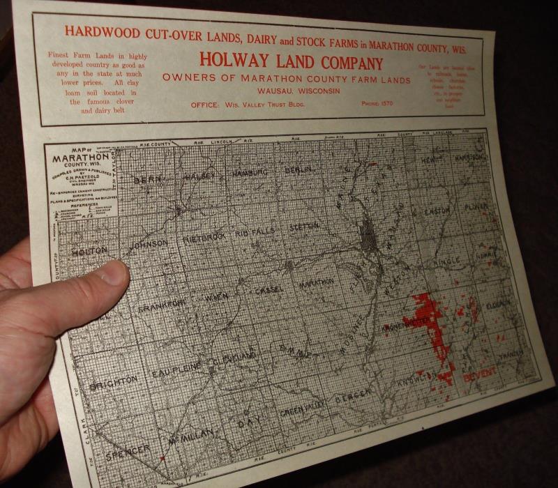 Antique Wausau WI HOLWAY LAND COMPANY Plat MAP