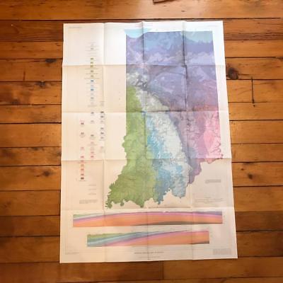 Vintage Indiana Bedrock Geologic USGS Original Chart Map 1987