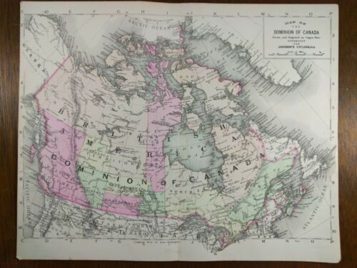 1874 DOMINION of CANADA Map Old Antique Original BEAUTIFUL COPPER PLATE MAP MAPZ
