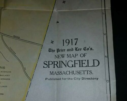 1917 Map & Directory Springfield Massachusetts - COLOR