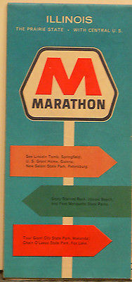 1963 Marathon Road Map of Illinois