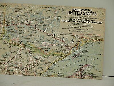 Vintage 1958 National Geographic Map  North Central United States