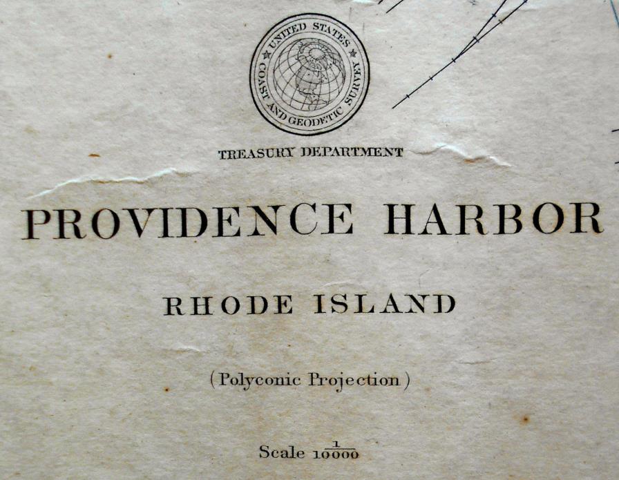 1865 Antique Sea Sailing Coastal Chart Map Providence Rhode Island USA (1901)
