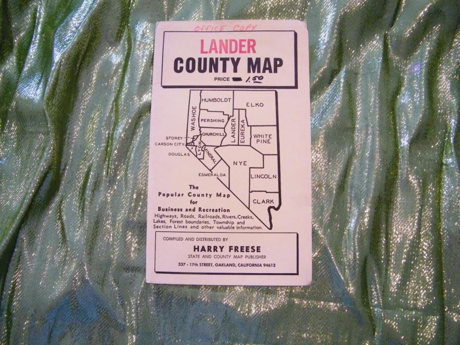 Vintage Lander County Nevada Township and Range Map Harry Freese Very Good Cond