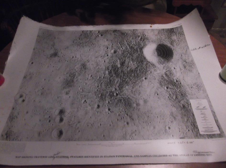 Moon Map, Apollo 14 traverse line and stations proof map.