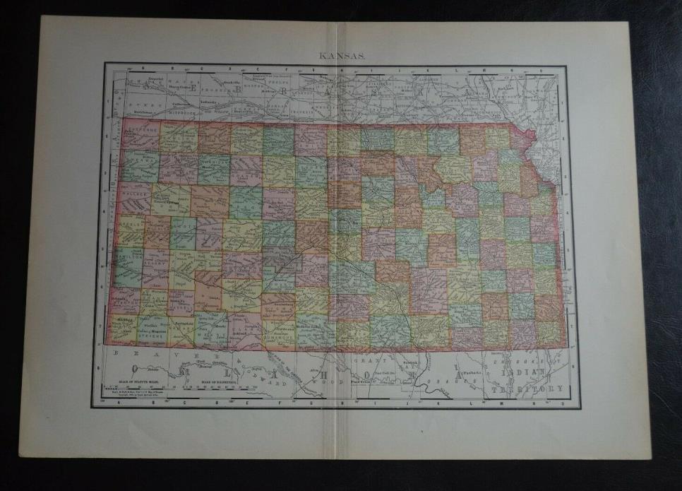 1895 Antique Map of Kansas