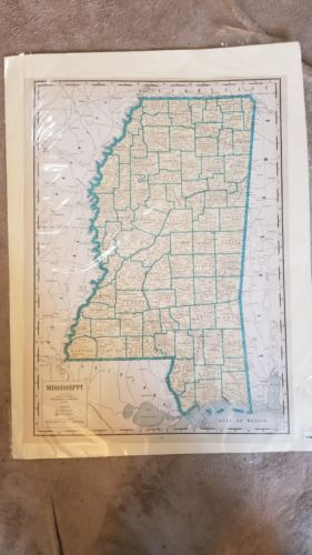 Vintage Map Of Mississippi Geographical Publishing Company 21.5