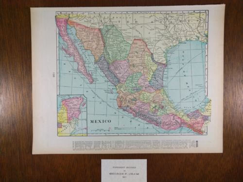 Vintage 1902 MEXICO Map 14.5