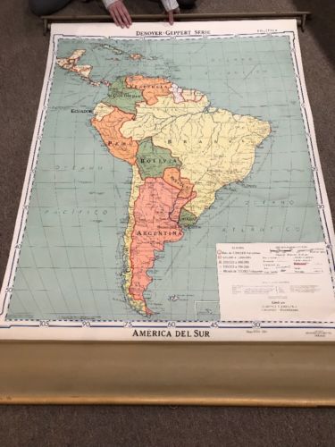 Vintage Denoyer-Geppert America Del Sur Political Map of South America 10766