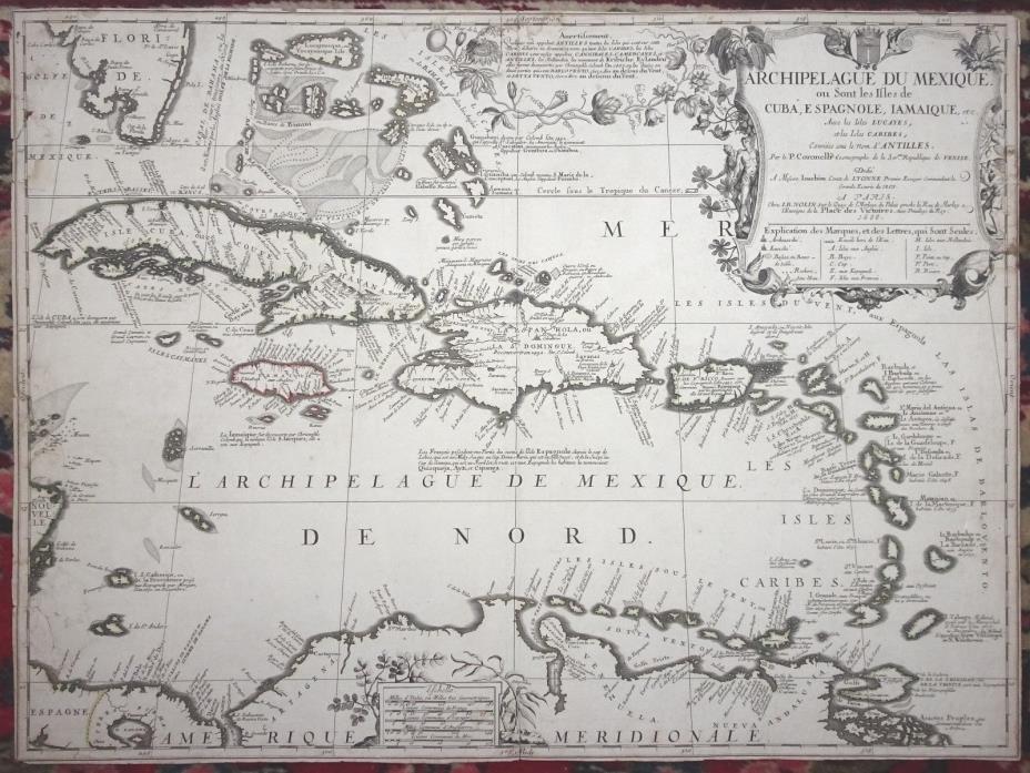 VINCENZO CORONELLI Archipelague du Mexique Cuba Mexico Florida MAP 1st Ed 1688