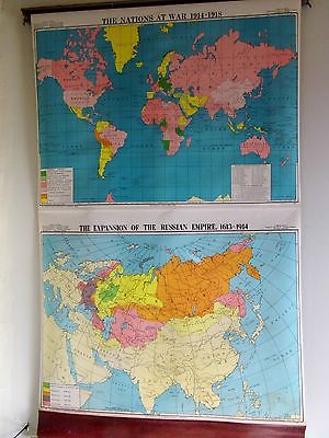 1950's 60's Cram's Pull Down Cloth School Map WW1 Nations at War 51