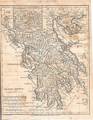 Antique Engraved Map of Greece (Graeciae Antiquae) Pub. 1797