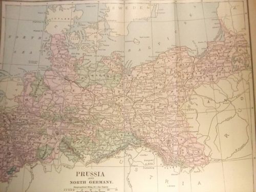 Antique Map Prussia 1894 Chambers Encyclopedia Collier Atlas 1890s 11