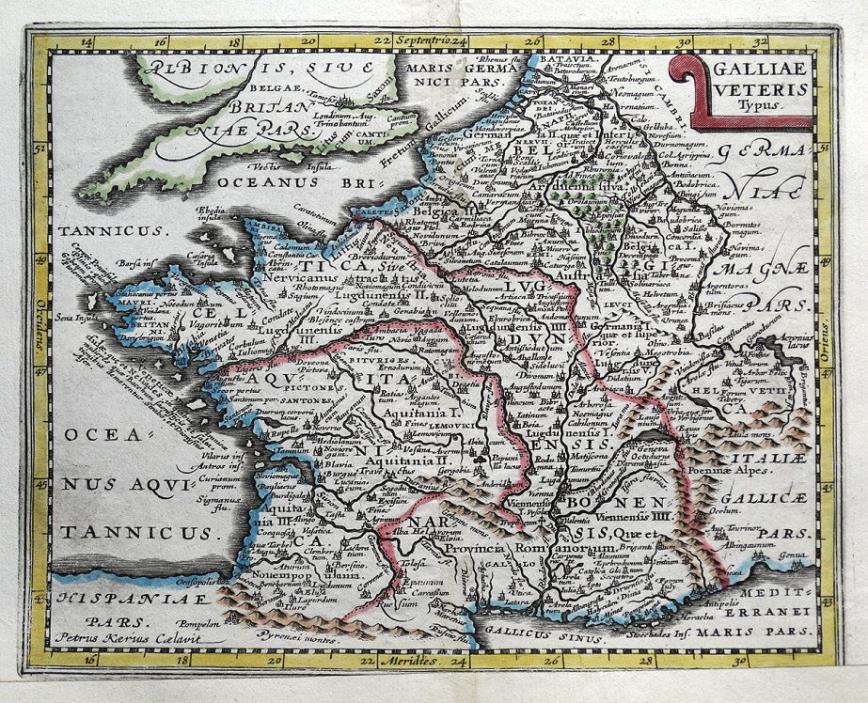 FRANCE, Van Den Keere, Cluver, Jansson original antique map 1661