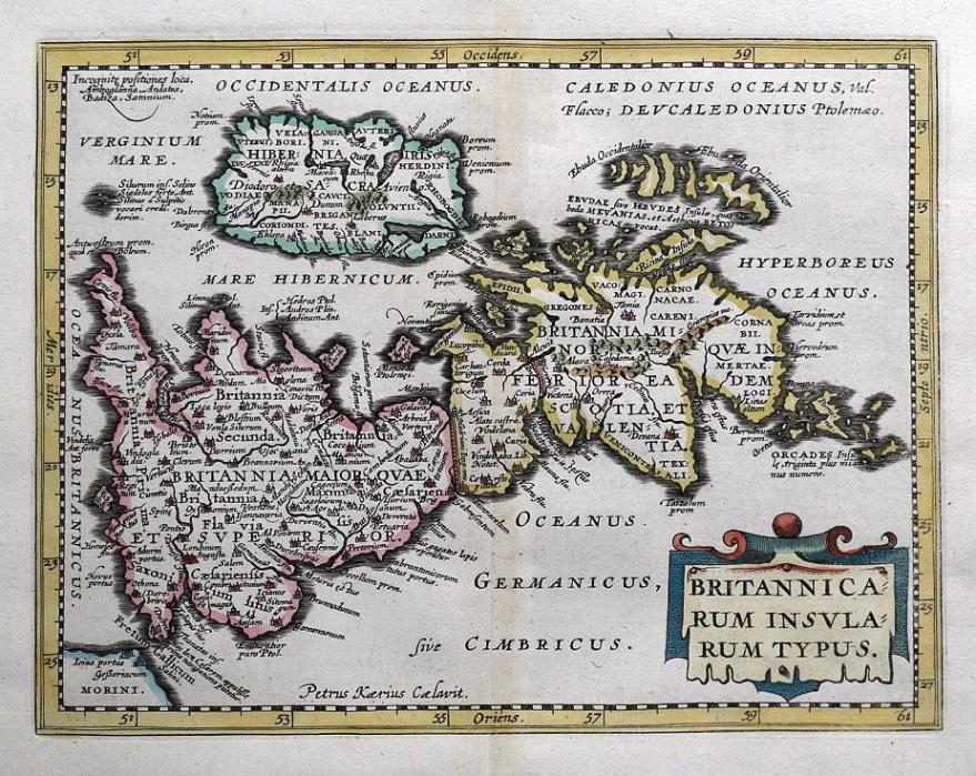 BRITISH ISLES, BRITAIN, UK, Van Den Keere, Cluver, Jansson, antique map 1661