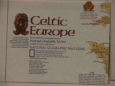 Vintage 1977 National Geographic Map of Celtic Europe w/Descriptive Notes