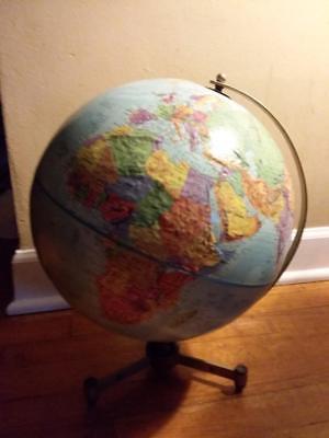 Replogle Stereo Relief Globe, On Wood and Metal Tri-pod Stand