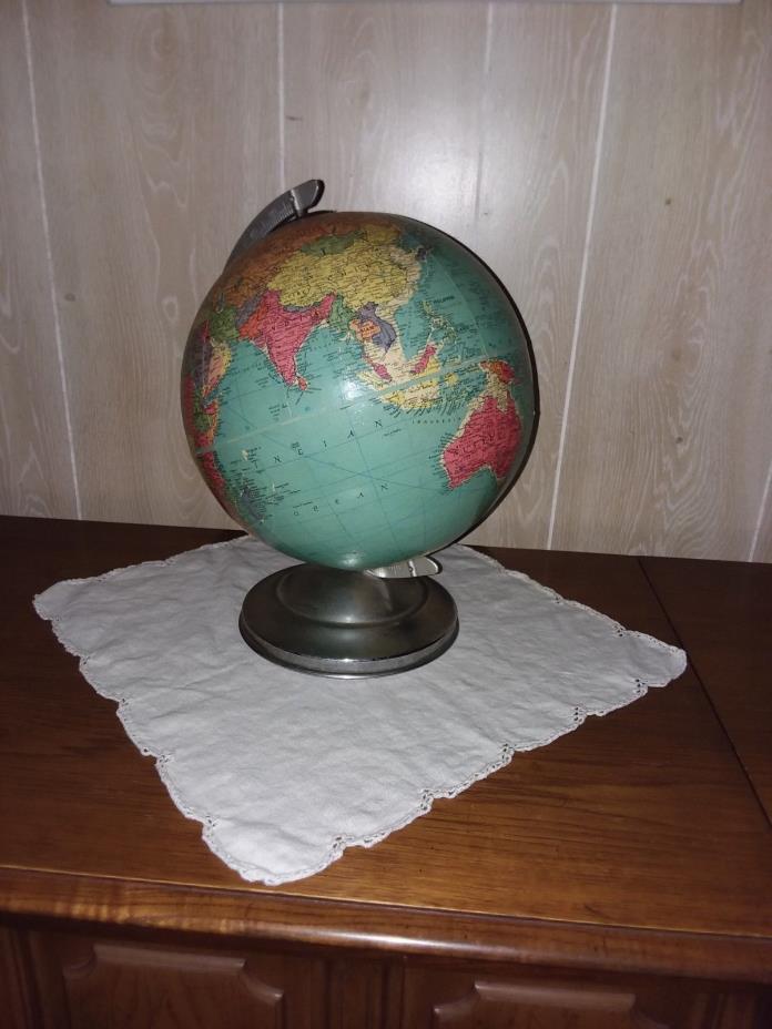 Vintage Replogle world Globe 10 Inch Precision Globe Metal stand