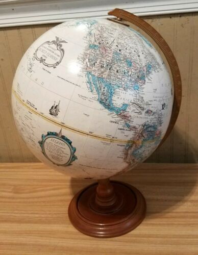 Replogle 12 Inch World Classic Raised Relief Globe On Hardwood Base MADE IN USA