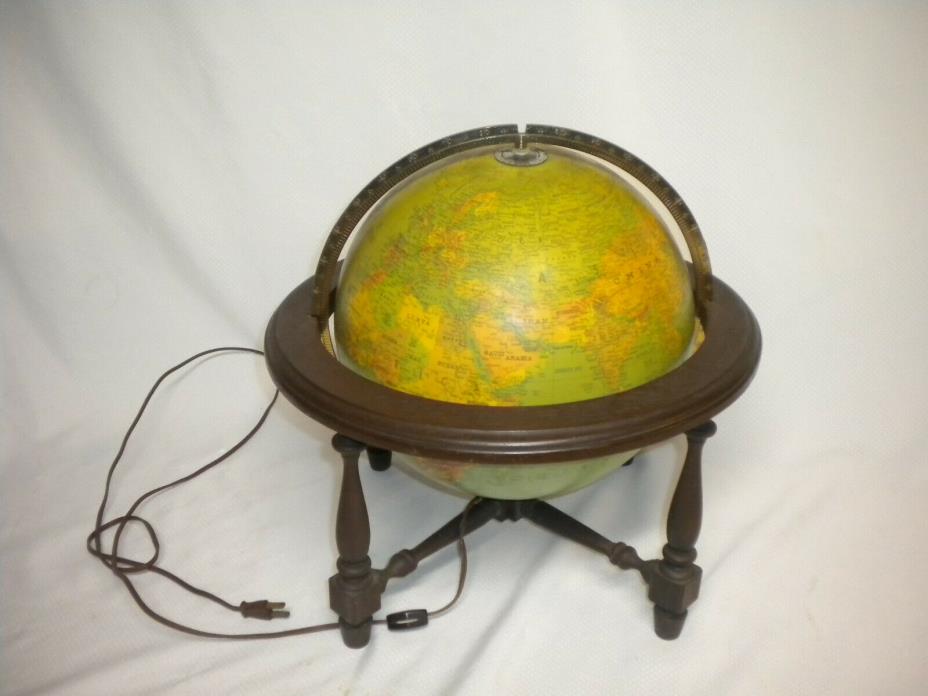 Vintage The Replogle 2000 globe Lamp on wooden stand AS-IS USSR