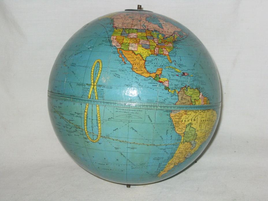 vintage New Peerless 6 Inch Terrestrial Globe World Earth Map * no base stand