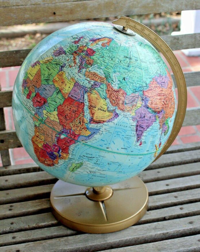 Vtg Replogle World Nation Series Globe LeRoy Tolman Raised Relief Colorful