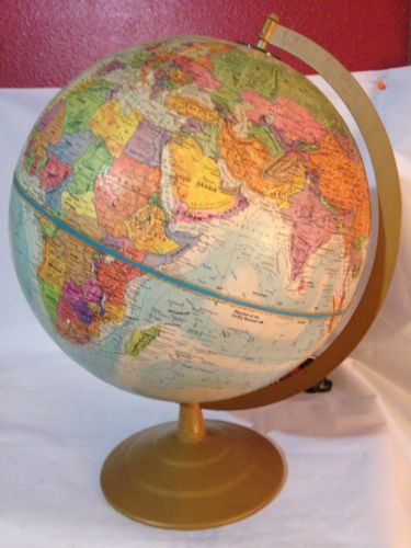 Vintage Globemaster 12 Inch Diameter  Raised Surface Globe with a Metal Stand
