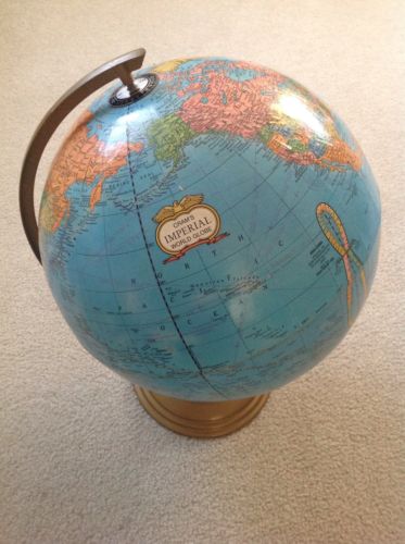 VINTAGE CRAM'S IMPERIAL WORLD GLOBE, METAL STAND, MADE IN USA!
