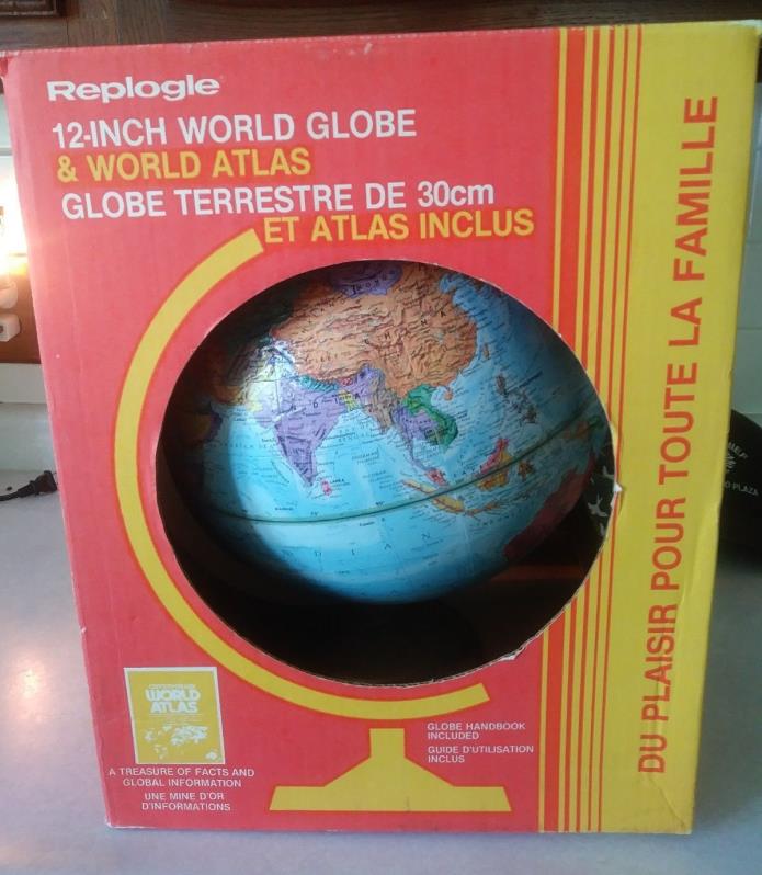 Vintage REPLOGLE 12 INCH DIAMETER GLOBE World Classic Series plus atlas