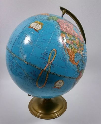 Vintage Cram's Imperial World Globe/Desk Top/Metal Base 12
