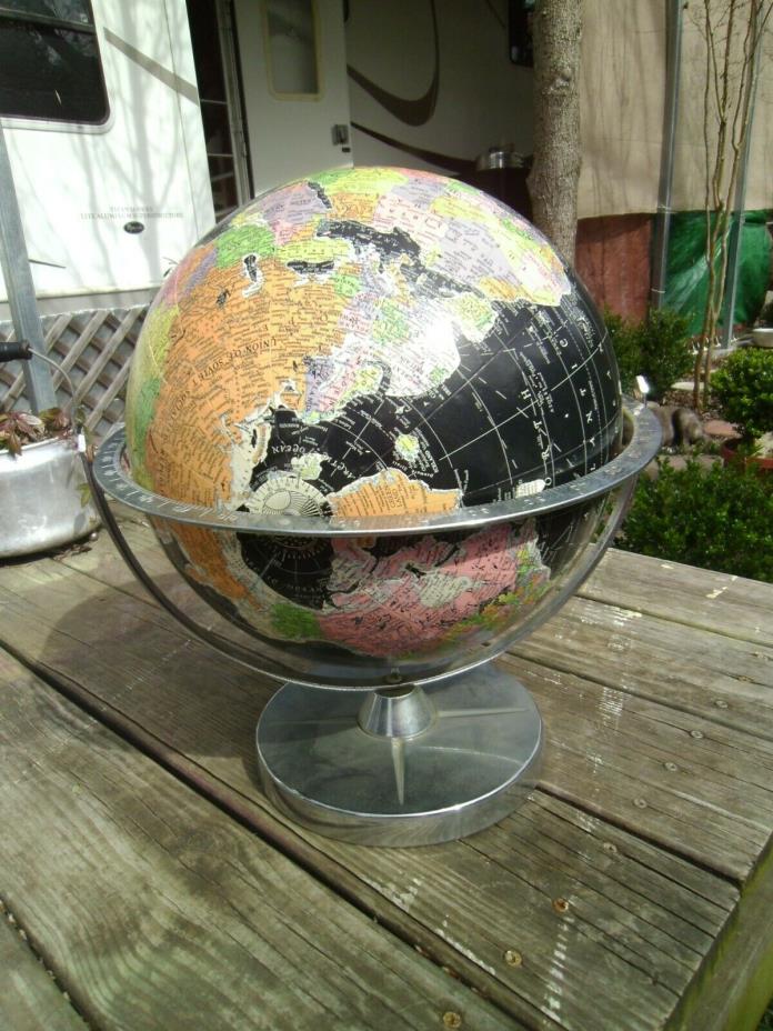 Vintage 60's REPLOGLE Starlight World Globe  Featuring USSR and Black Oceans