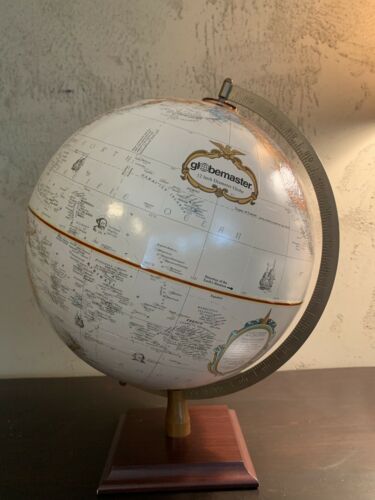 Vintage Repogle Globemaster 12 Inch with Hardwood Base- Raised Relief