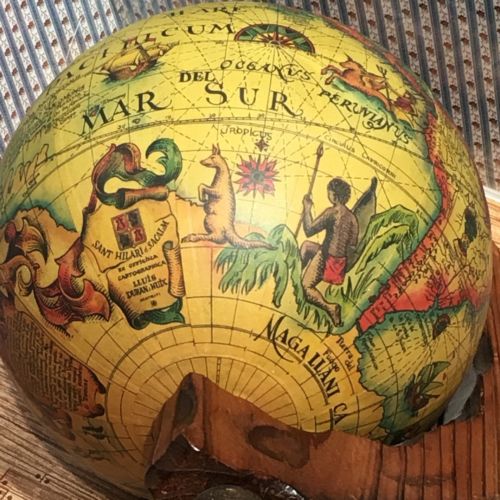 1950s Vintage Desk Globe Lluis Duran Huix Sant Hilari d Sacalm Globe Wood Stand