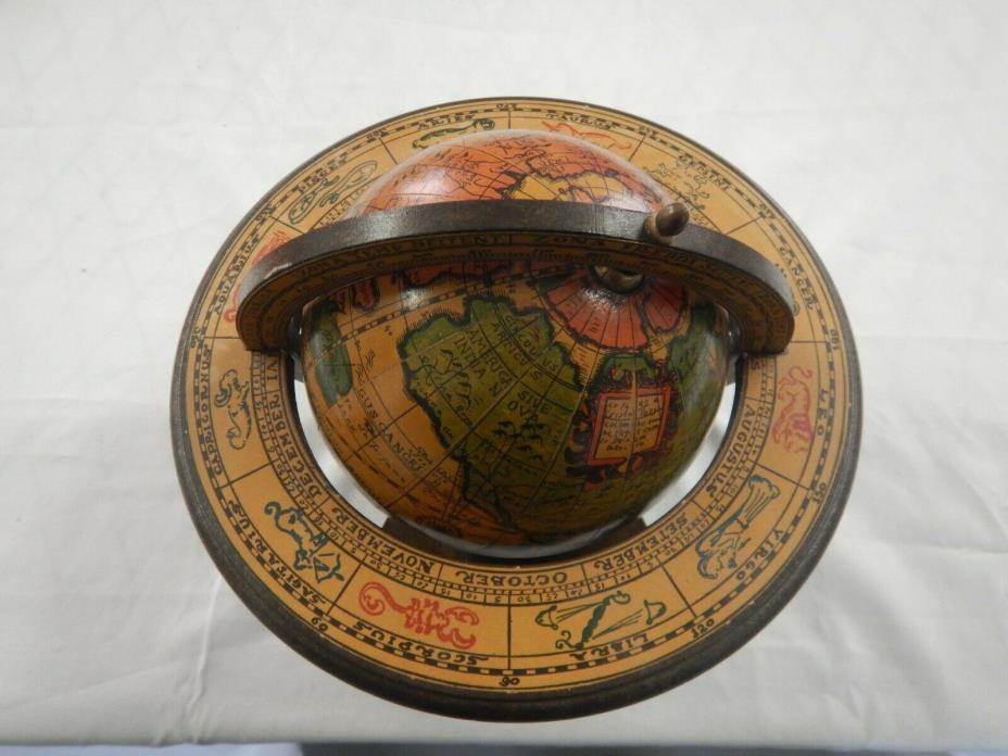 Olde World Globe Tabletop Zodiac Astrology Vintage Music Box made in Italy