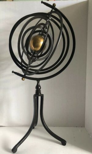 Vintage Armillary 25” Tall Victorian Bronze & Brass Armillary Sphere Folding