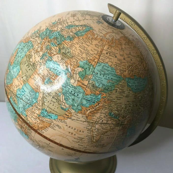 Cram's Imperial World Globe 12 inch tall 38 inches round metal base