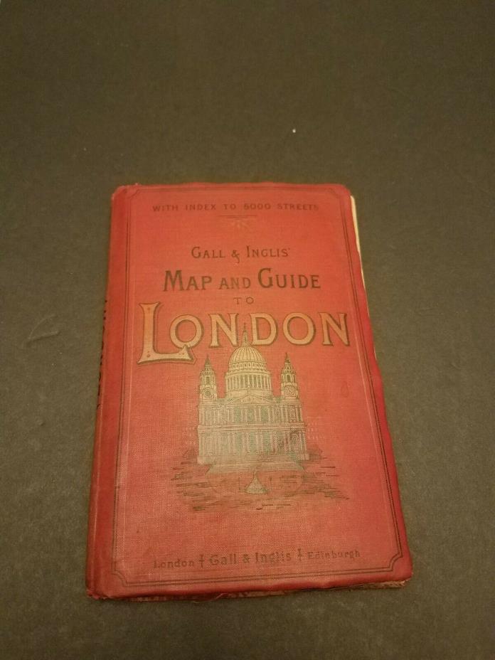 1900 Gall & Inglis Map and Guide To London - Color - HUGE 30